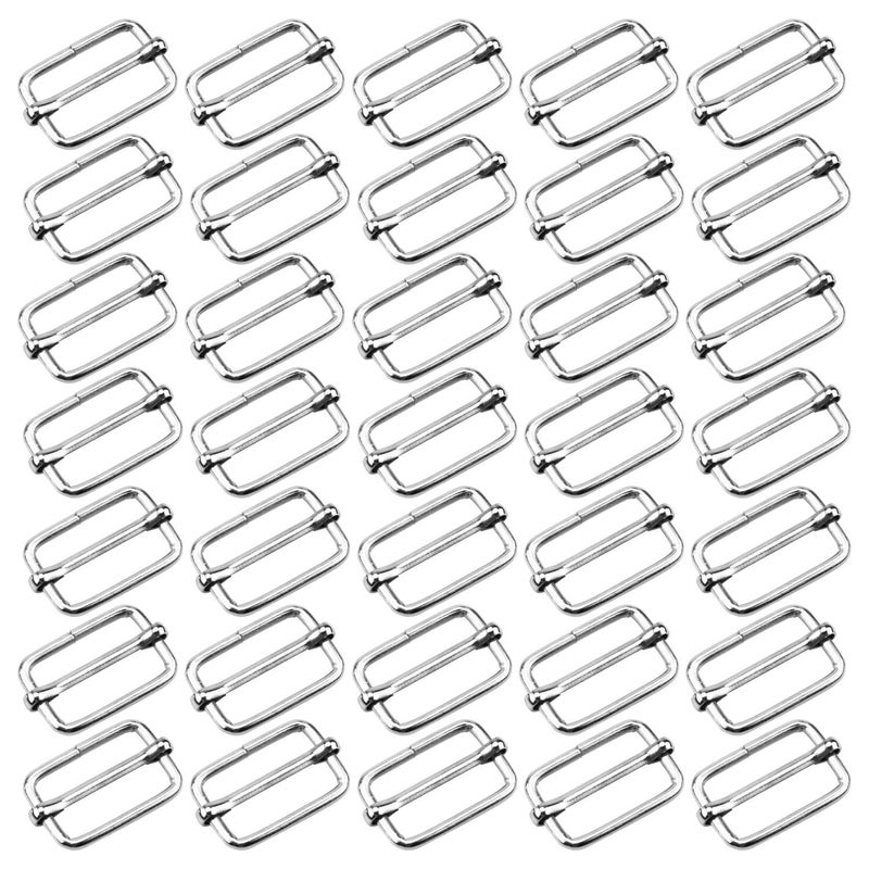 Hysagtek 50 Pcs 1 Inch Metal Adjustable Slide Adjusters Slide Buckle Strap Triglides Slides Metal Tri Glide for Making Handbag, Backpack, Luggage Bag - Image 2